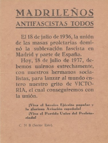 ¡Madrilenos Antifascistas Todos!