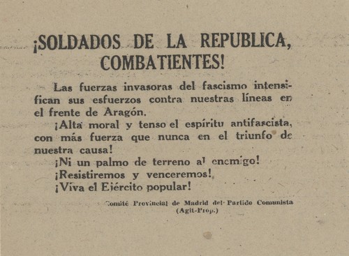 ¡Soldados de la Republica, Combatientes!