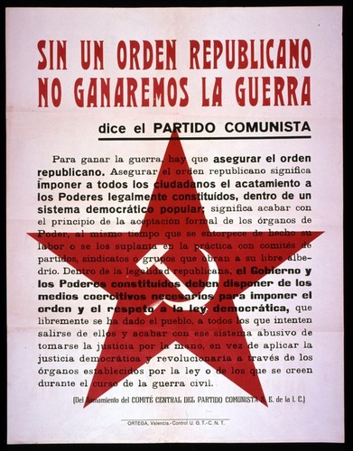 Sin un orden republicano no ganaremos la guerra, dice el Partido Comunista