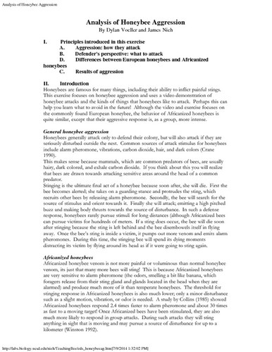 Analysis of Honeybee Aggression