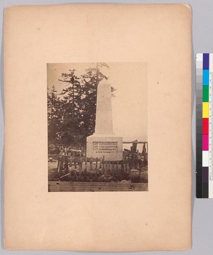 [Boundary monument at Point Roberts - Capt. J.C. Prevost, R.N., Capt. G.H. Richards, R.N., Lt. Col. J.S. Hawkins, R.E., H.B.M. Commssrs.]