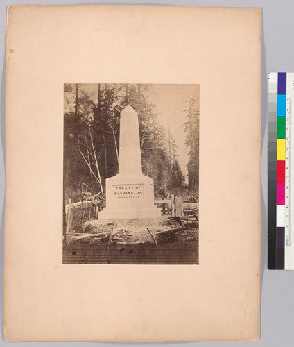 [Boundary monument at Point Roberts, west face - Treaty of Washington June 15th 1846.]