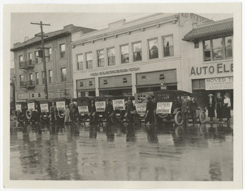 Ed Fletcher Company building with "Stephens for Governor" advertising