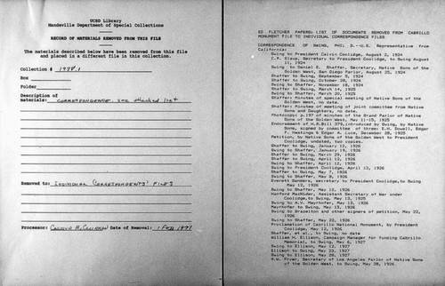 Cabrillo Statue - Miscellaneous correspondence, school children's letters, clippings, state resolutions