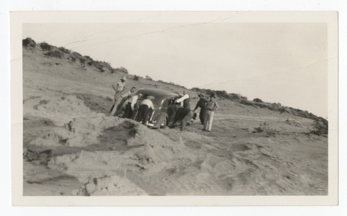 Car stuck in sand during trip to San Felipe