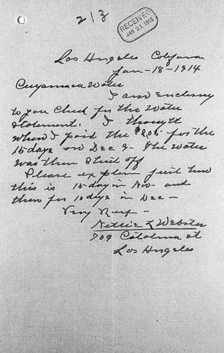 Customer correspondence - Webster, Nettie L