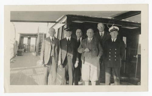 Group portrait aboard Colonel Ira C. Copley's yacht Happy Days