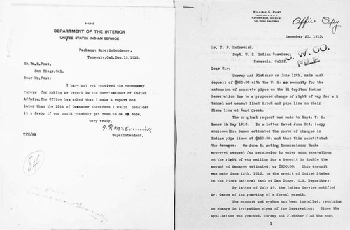 McCormick, T.F. (Superintendent, Pala Indian School, U.S. Indian Service and Department of the Interior)
