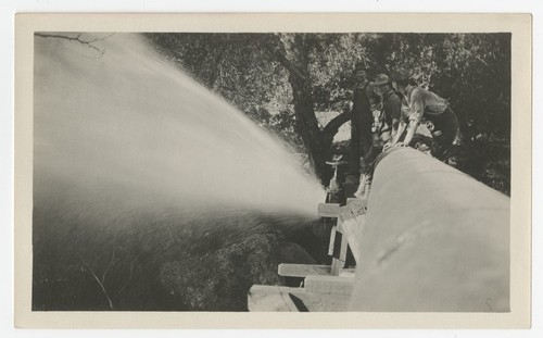 Water spray from an outlet on the San Diego flume