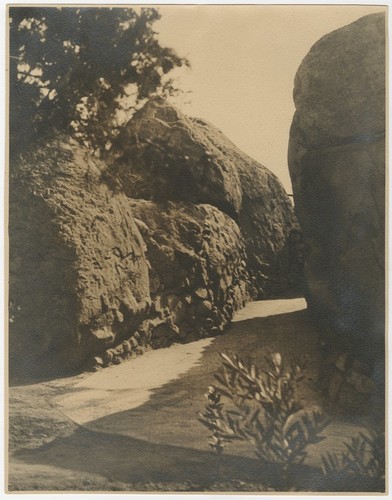 Boulder-lined path behind Mount Helix amphitheater