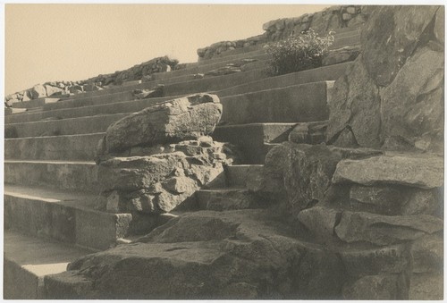 Detail of concrete steps and rock walls in Mount Helix amphitheater