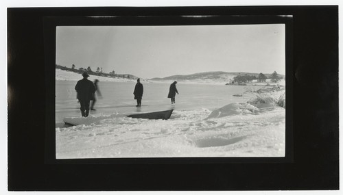 Fletcher sons ice skating on Cuyamaca Lake