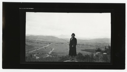 View of El Cajon valley with woman in foreground