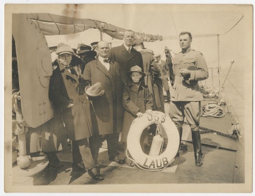 Ed Fletcher and son aboard the USS Laub