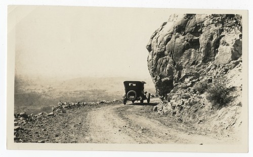 Automobile on road up Mount Helix