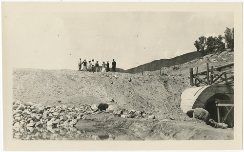 Group of people near flood culvert at Warner's Ranch