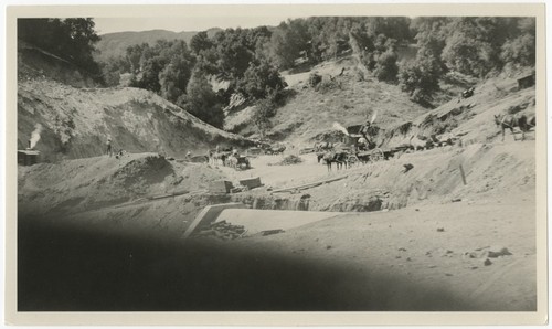 Construction of spillway for dam at Warner's Ranch