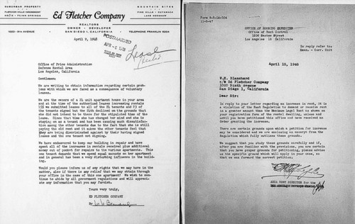 Madrid Gardens Apartments, Glendale, Calif. - Correspondence - U.S. Office of Price Administration and Rent Control