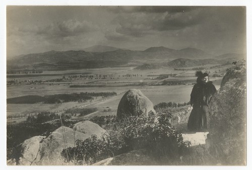 Teresa Carreño on Grossmont Summit, with view of east San Diego County in background