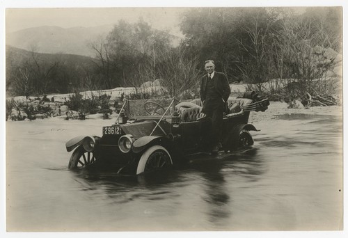 Ed Miller stranded in water at the Sutherland damsite