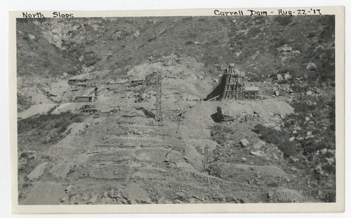 Lake Hodges Dam construction - North slope