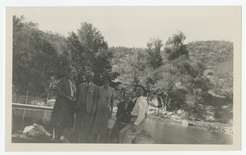 Group portrait at Fletcher family Eagle's Nest retreat, San Diego County