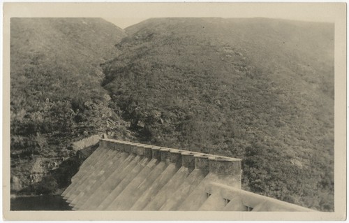 Completed Lake Hodges Dam with low water levels