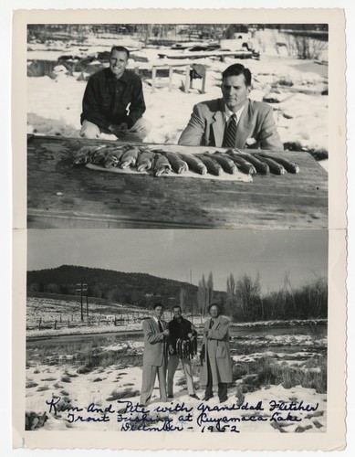 Kim, Pete, and Ed Fletcher fishing at Lake Cuyamaca