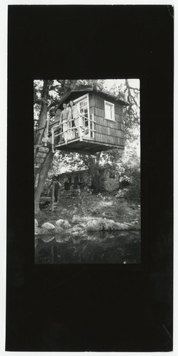 Couple in treehouse at Fletcher family Eagle's Nest retreat, San Diego County