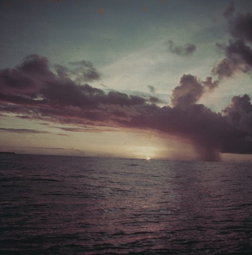 Storm at sea during sunset