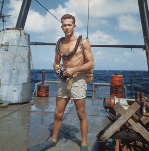 Willard Bascom in diving gear