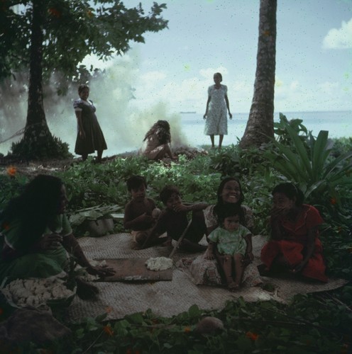 Women and children on island