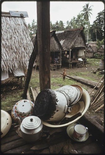 Dishes on house veranda