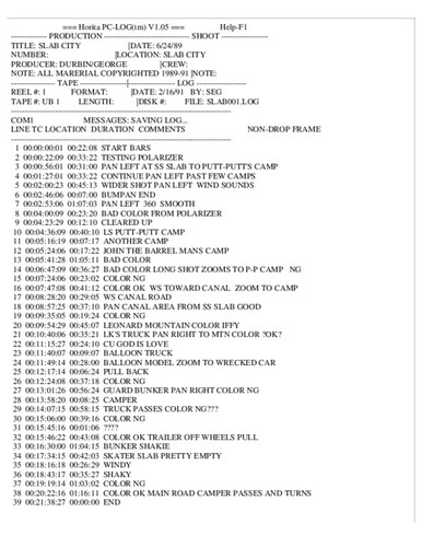 Logs of the Slab City video project