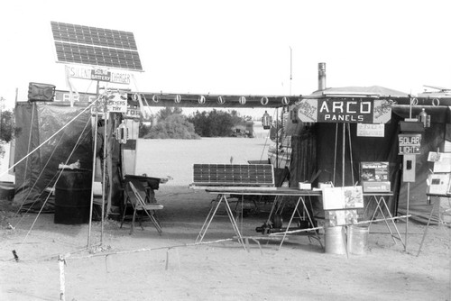 Slab City: photograph of solar panel sales booth