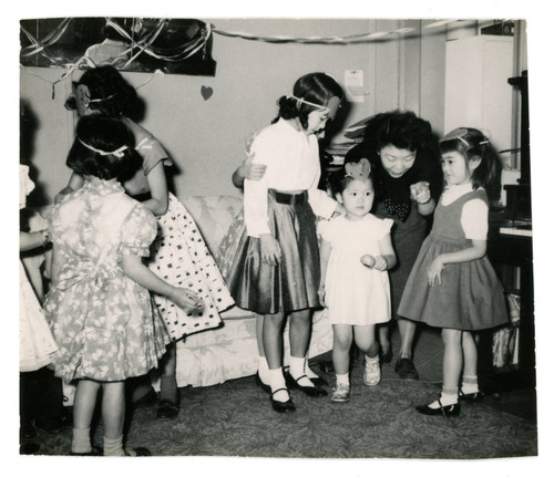 Young girls at birthday party