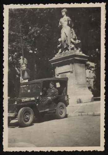 American soldier in military vehicle