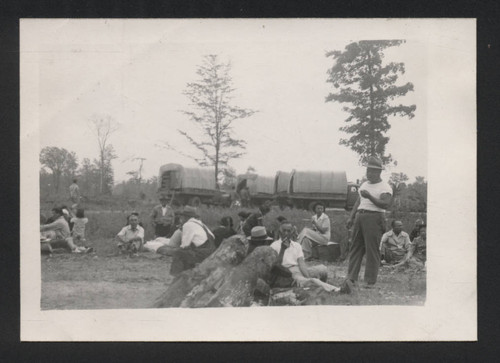 Relaxing outdoors at Jerome incarceration camp