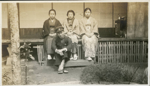 Landlady Mrs. Fujii, me [Seiko Ishida], teacher and Mrs. Fujii's son