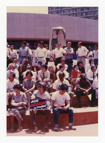 Attendees at Rainbow Coalition Jesse Jackson rally