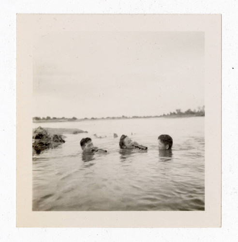 Sumiko Dorothy Tanabe drinking beer in a lake