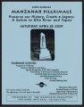 32nd annual Manzanar pilgrimage: preserve our history, create a legacy: a salute to Gila River and Topaz, Saturday, April 28, 2001