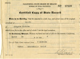 Certified copy of Birth Certificate, Shigeru Mishima, March 26, 1926