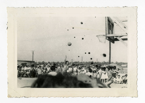 Basketball game in Jerome camp