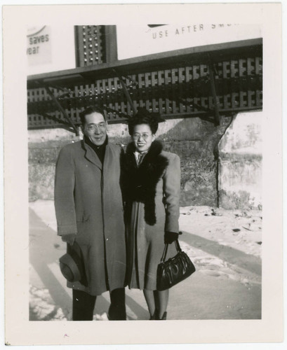 Ei Yoshinaga and Mervyn Suzuki in snow