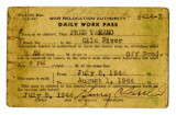 Daily work pass, WRA-139 rev., Fred Takano