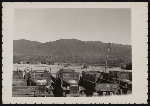 US military vehicles at motor pool