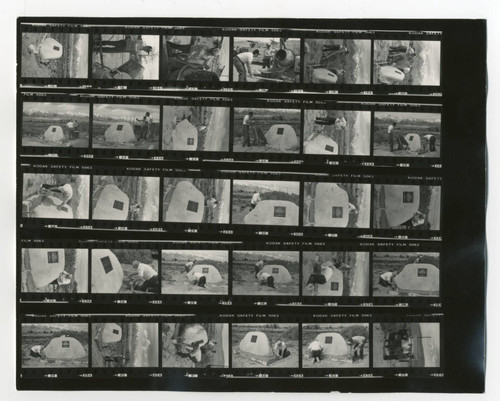 Contact sheet depicting the installation of the historic marker at Manzanar