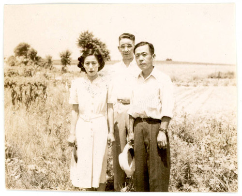 Reiko and Frank Yoshinaga standing in front of Mr. Matsui