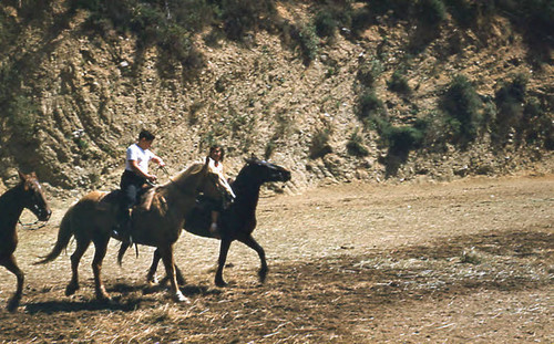 Girls riding horses